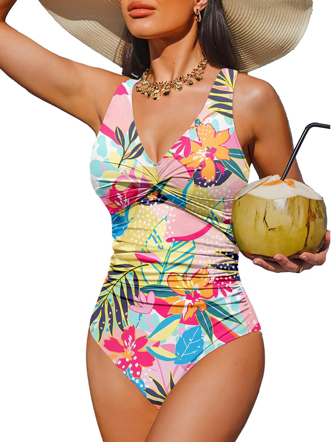 Holipick Women Tummy Control One Piece Swimsuit for Elegance