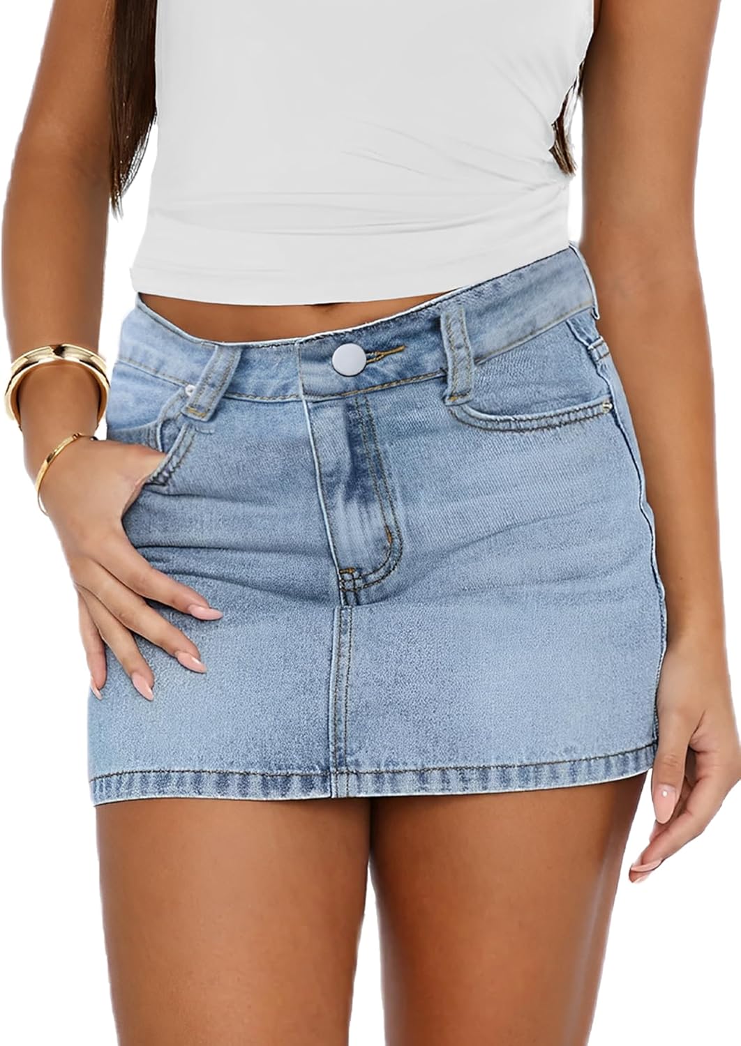 Womens Denim Skirt Casual Mini Jean Skirt for Summer Style