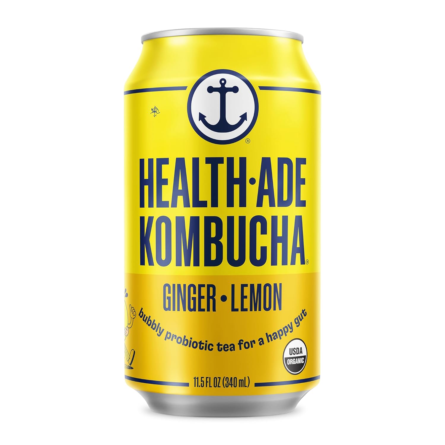 Health-Ade Ginger-Lemon Kombucha: Organic Probiotic Drink 12-Pack