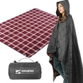 DUKUSEEK Large Camping Blanket - Waterproof Hooded Stadium Blanket