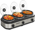 Sunvivi Triple Slow Cooker Buffet Server - Three-Pot Entertaining