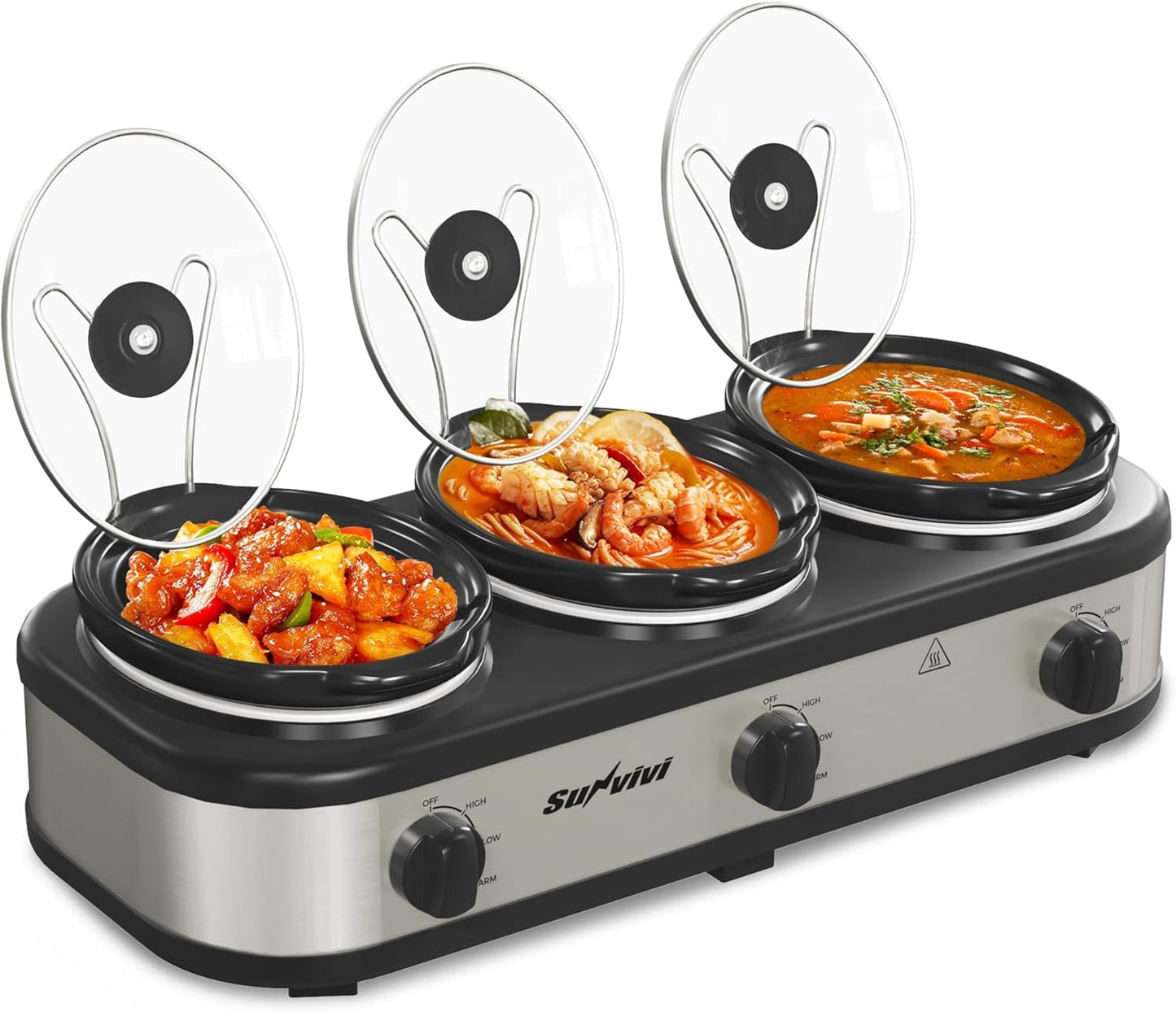 Sunvivi Triple Slow Cooker Buffet Server for Effortless Entertaining