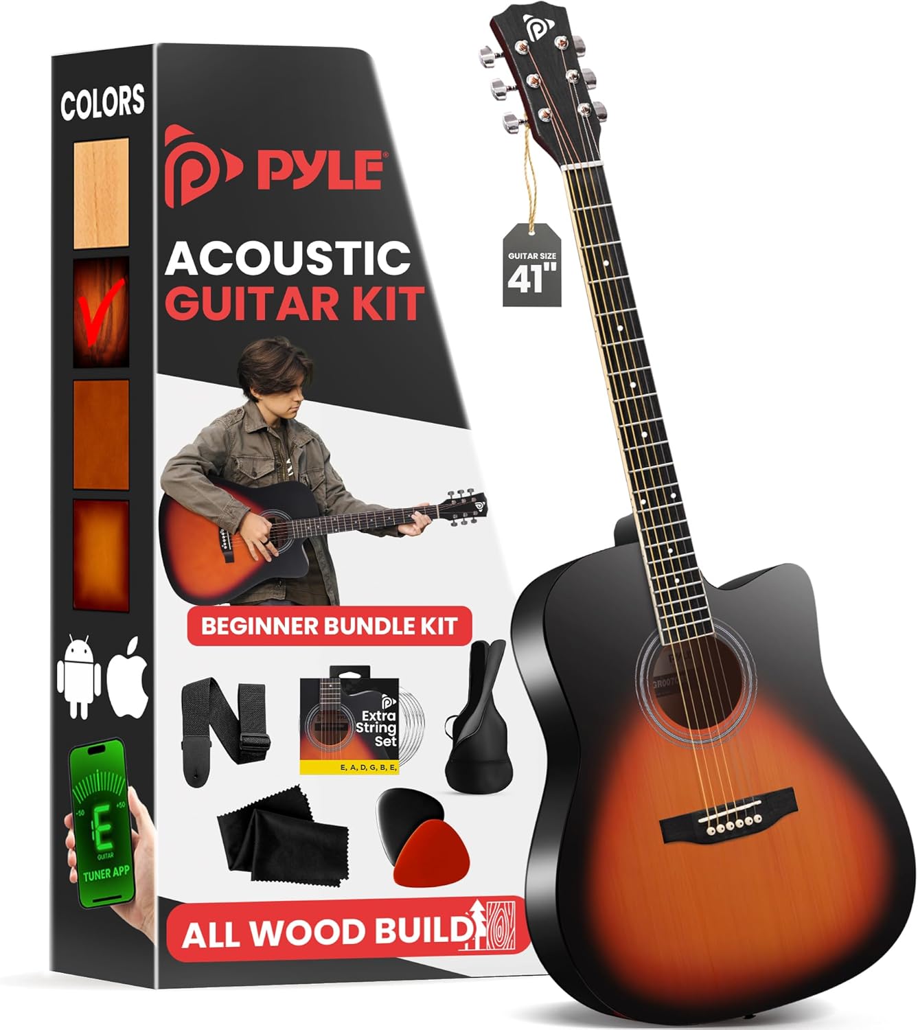 Premium Full Size Acoustic Guitar Kit - Upgraded Accessories!
