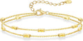 Birthstone Bracelet for Women - Dainty Double Layer Charm Bracelet