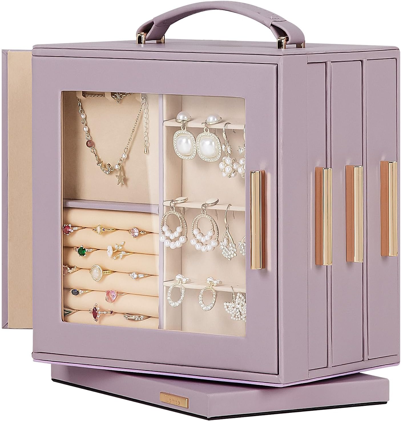 360 Rotating Jewelry Box with 7 Drawers for Girls and Women