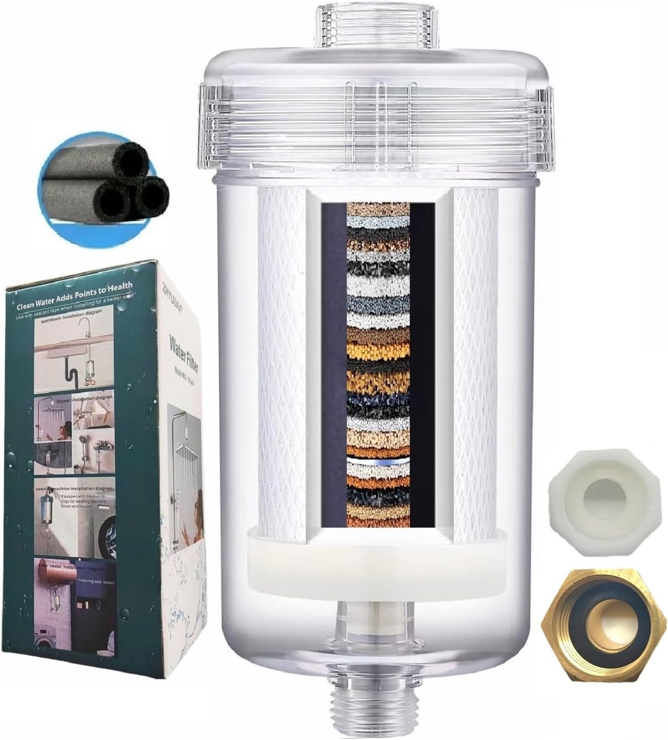 High Flow 1 Micron Washer Water Filter, 99.5% Chlorine Removal