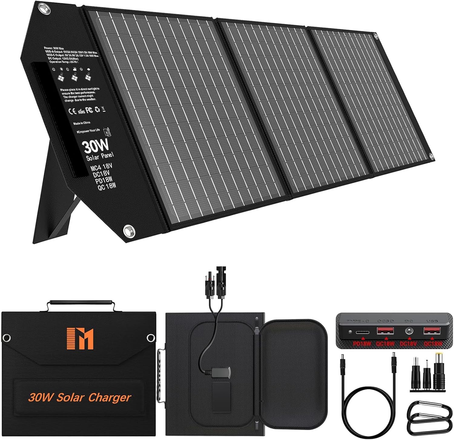 30W Portable Solar Charger for Fast Charging on the Go