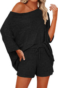 Mafulus Women's Off Shoulder Knit Top and Shorts Set - Cozy Lounge