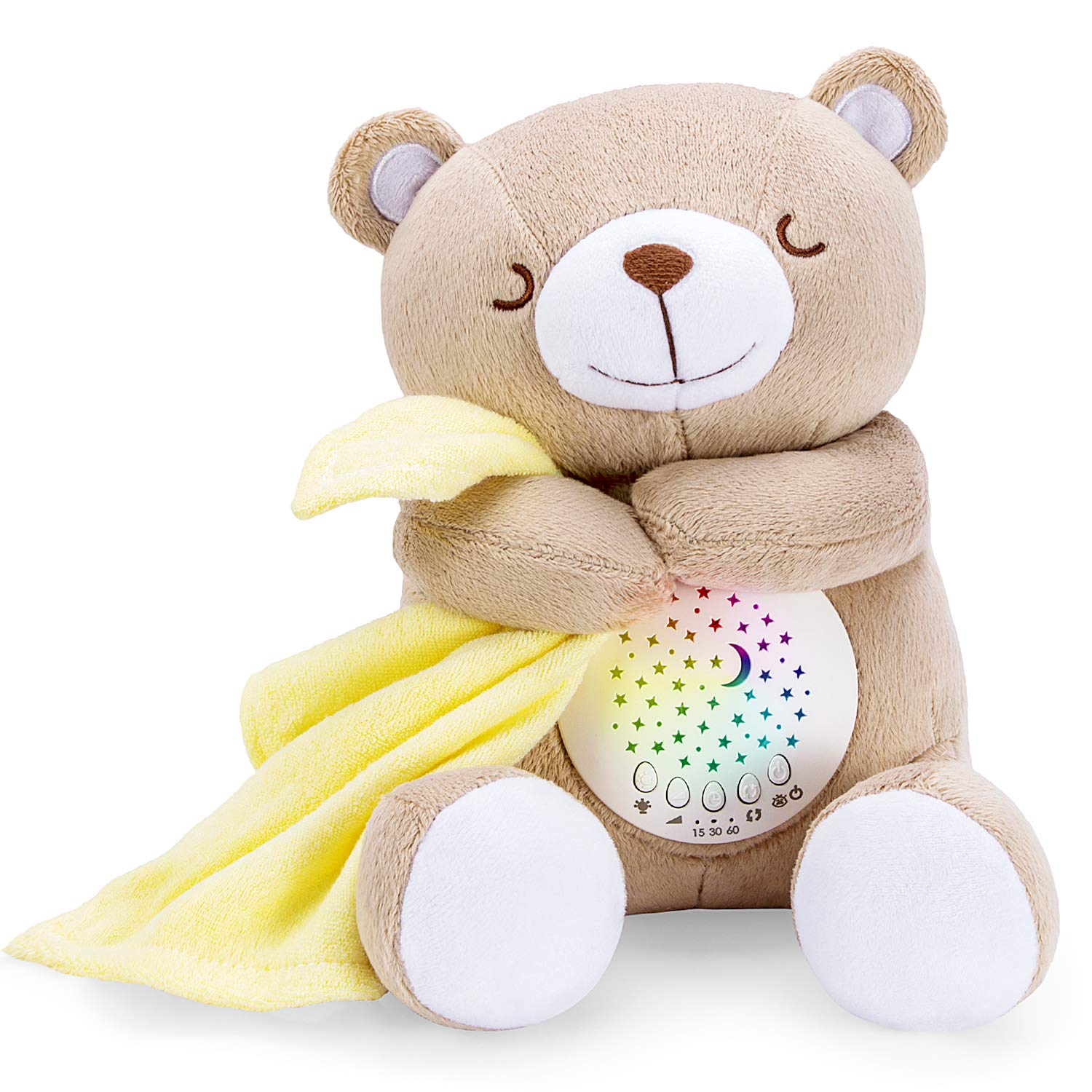 Rechargeable Baby Sleep Soother Bear with Night Light Projector