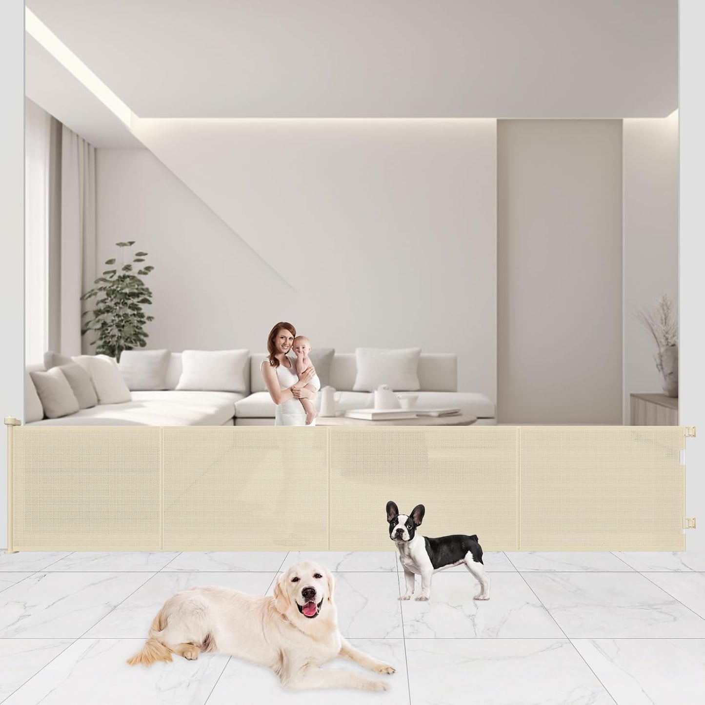 Upgrade 200in Retractable Baby Gates for Pets and Babies