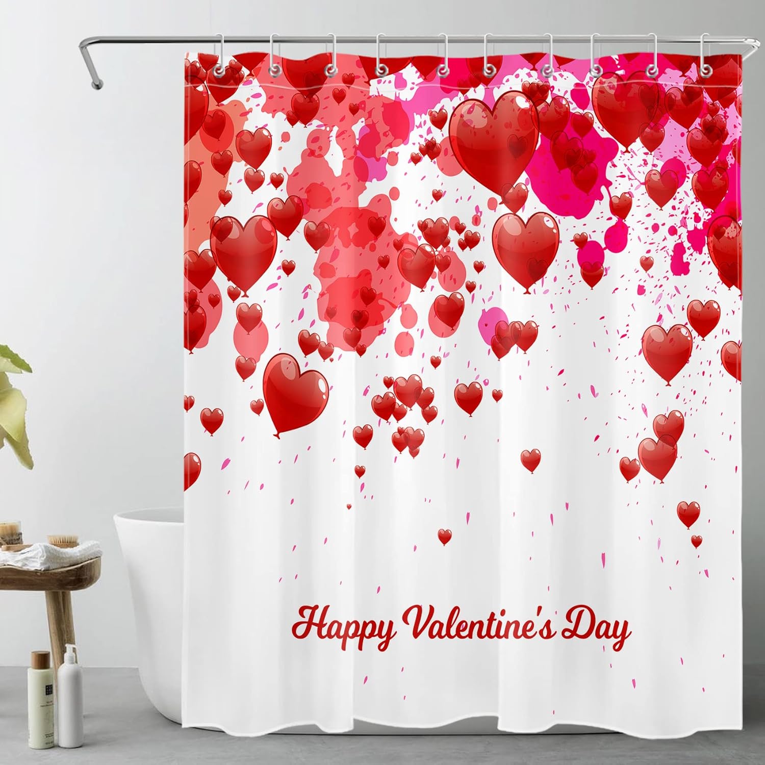 Romantic Red Heart Shower Curtain Set - WEENEO