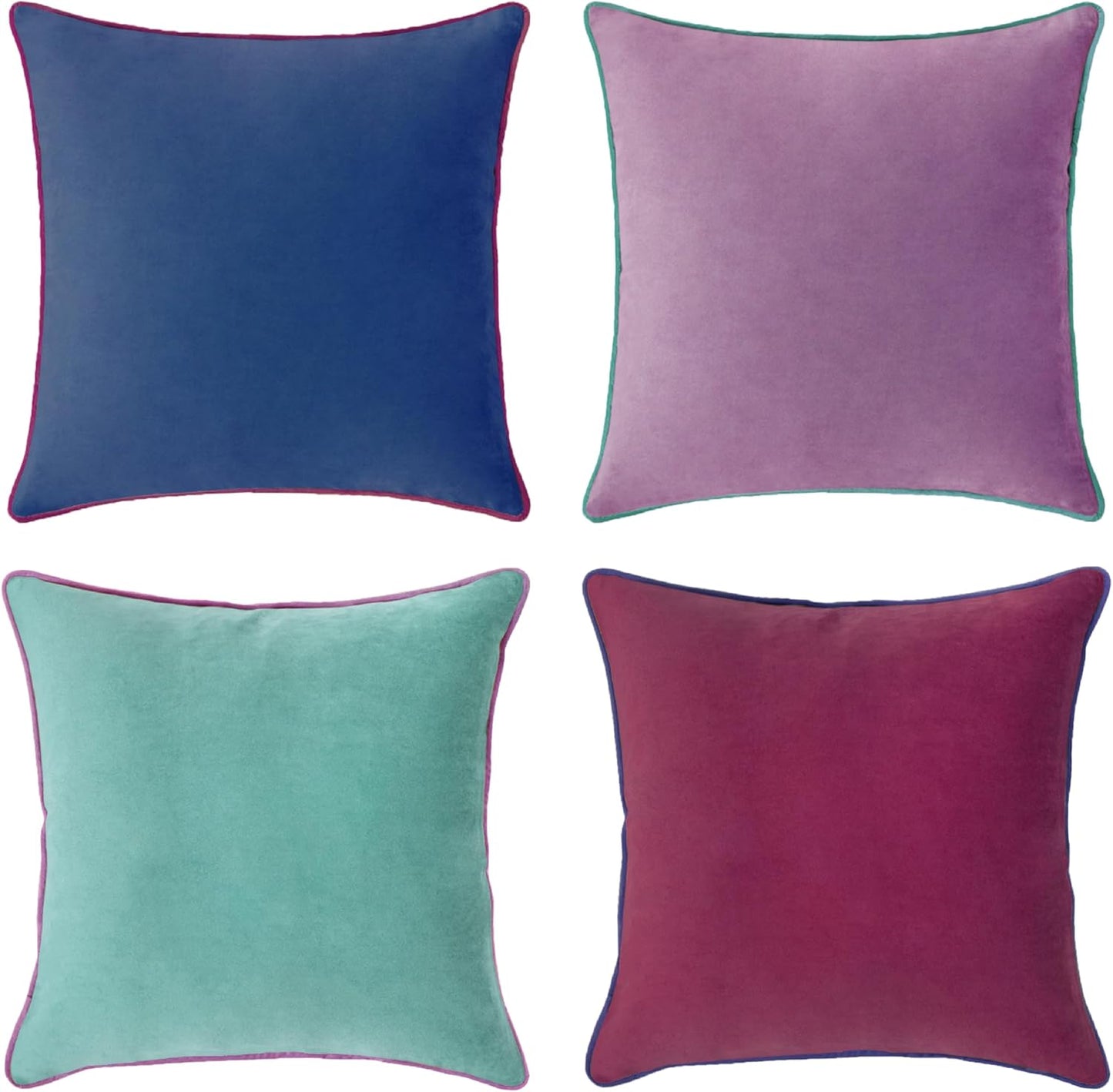 Decorative Throw Pillow Covers Set of 4 Soft Velvet Designs