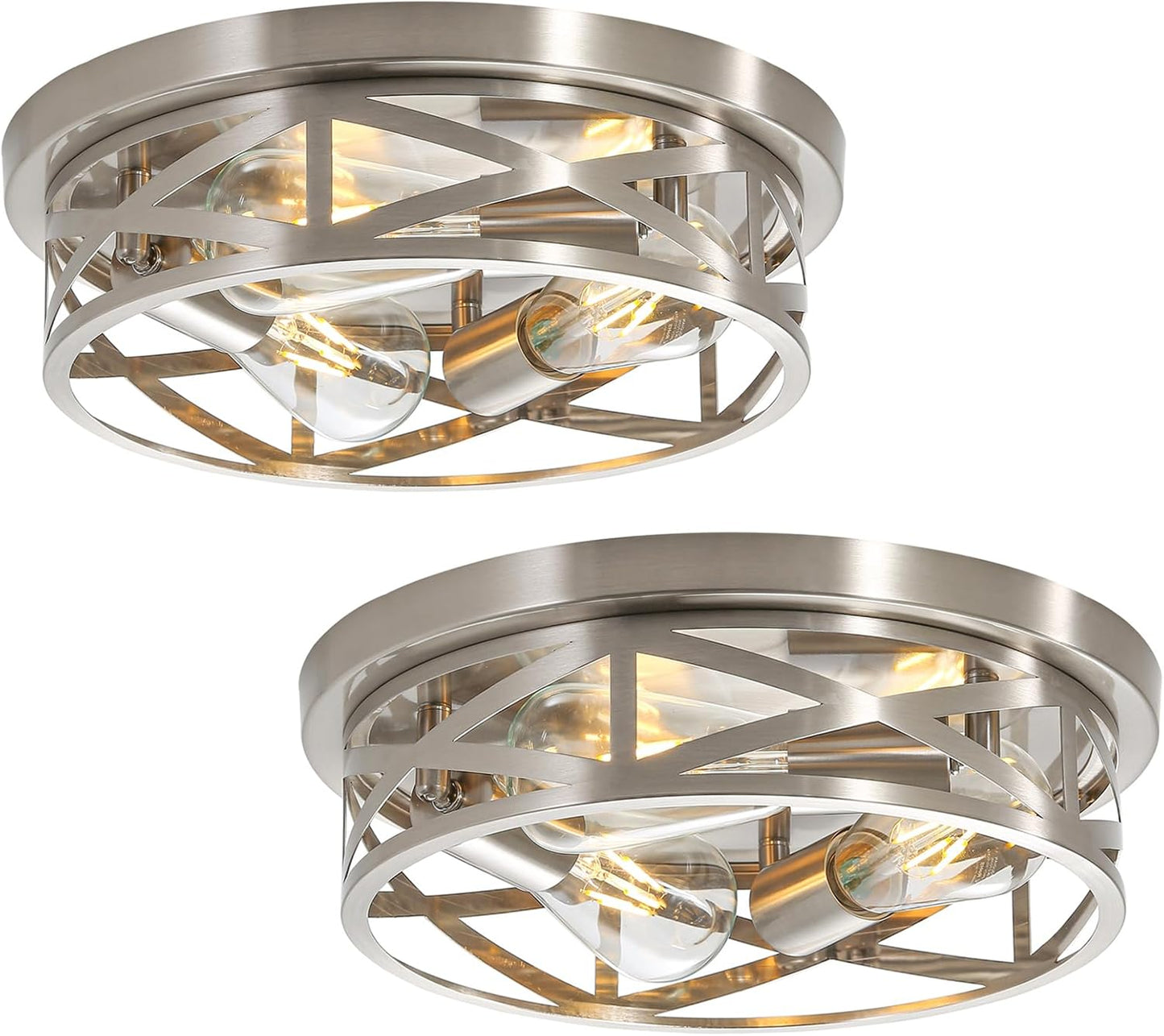 13 inch Brushed Nickel Flush Mount Ceiling Light Fixtures for Home