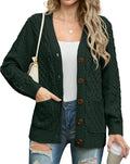 Women Long Sleeve Cable Knit Button Cardigan - Oversized Fall Coat