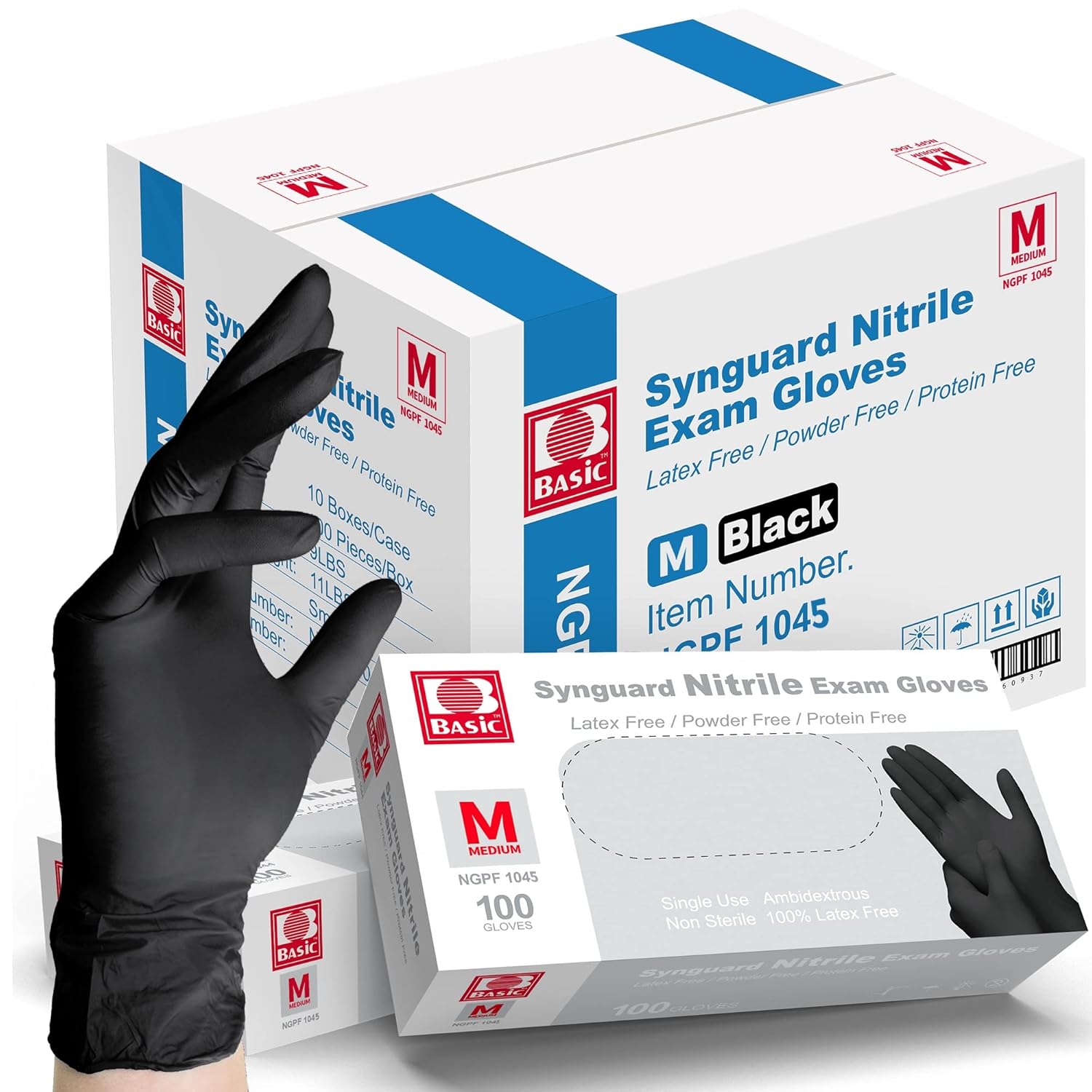 Basic Medical Black Nitrile Exam Gloves - Latex-Free & Powder-Free
