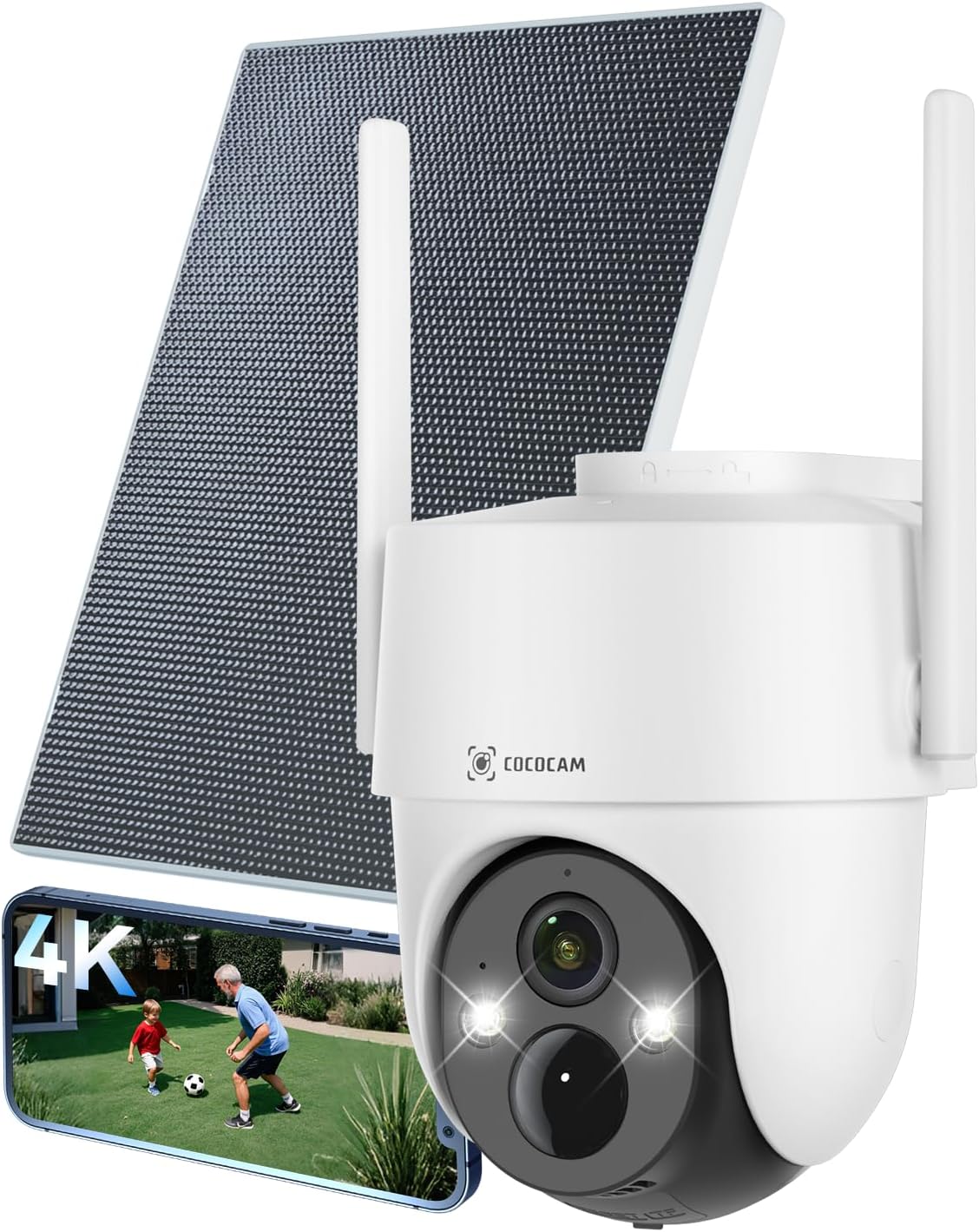 COCOCAM 4K Solar Security Camera with Night Vision and AI