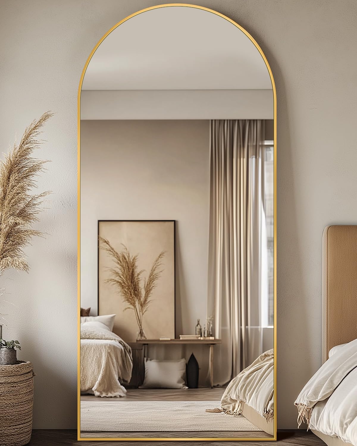 Antok Full Length Mirror 26x68 Floor Mirror with Stand Gold
