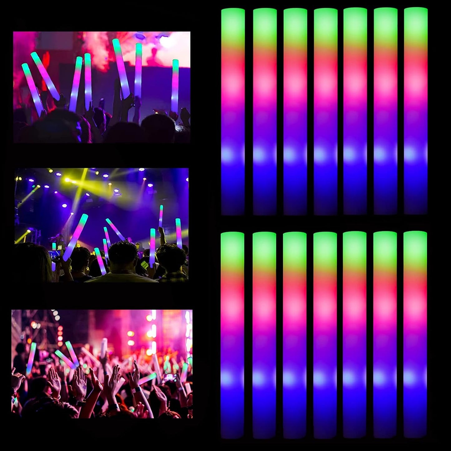 Glow Sticks Bulk 32 Pcs LED Foam Sticks for Parties and Events