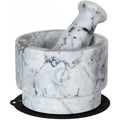 White Marble Mortar and Pestle Set - Reversible Heavy Duty Stone