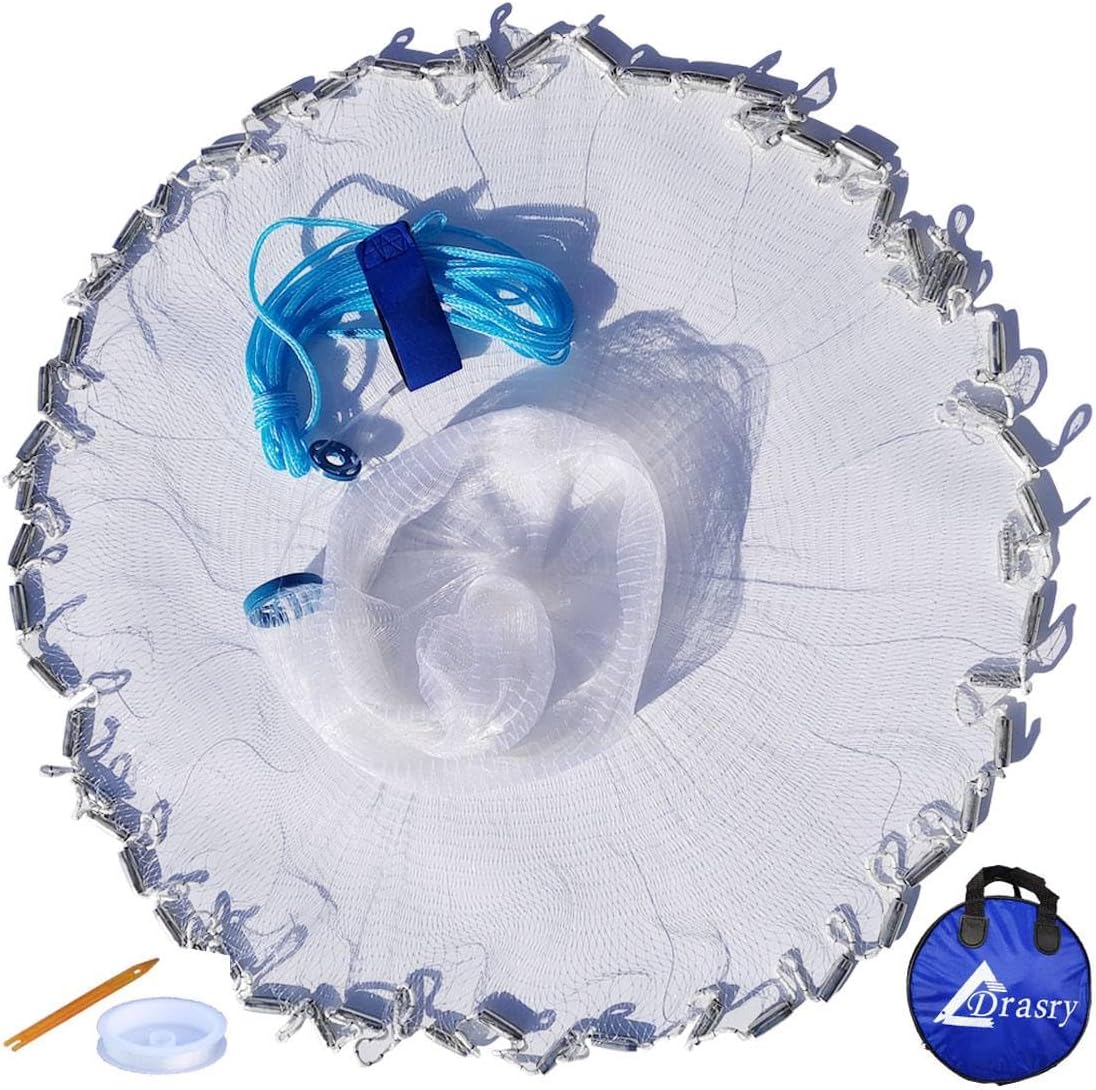 Drasry Saltwater Fishing Cast Net for Easy Bait Catching