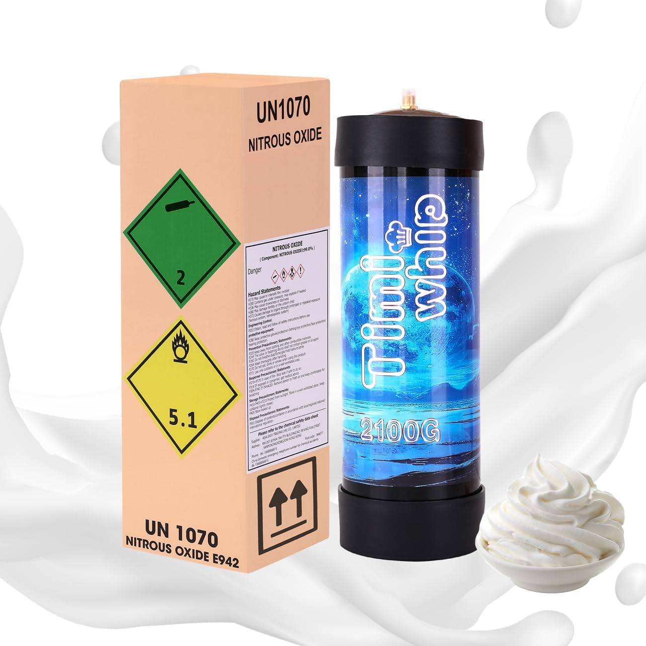 Portable Whipped Cream Maker - 2100g Chargers Included
