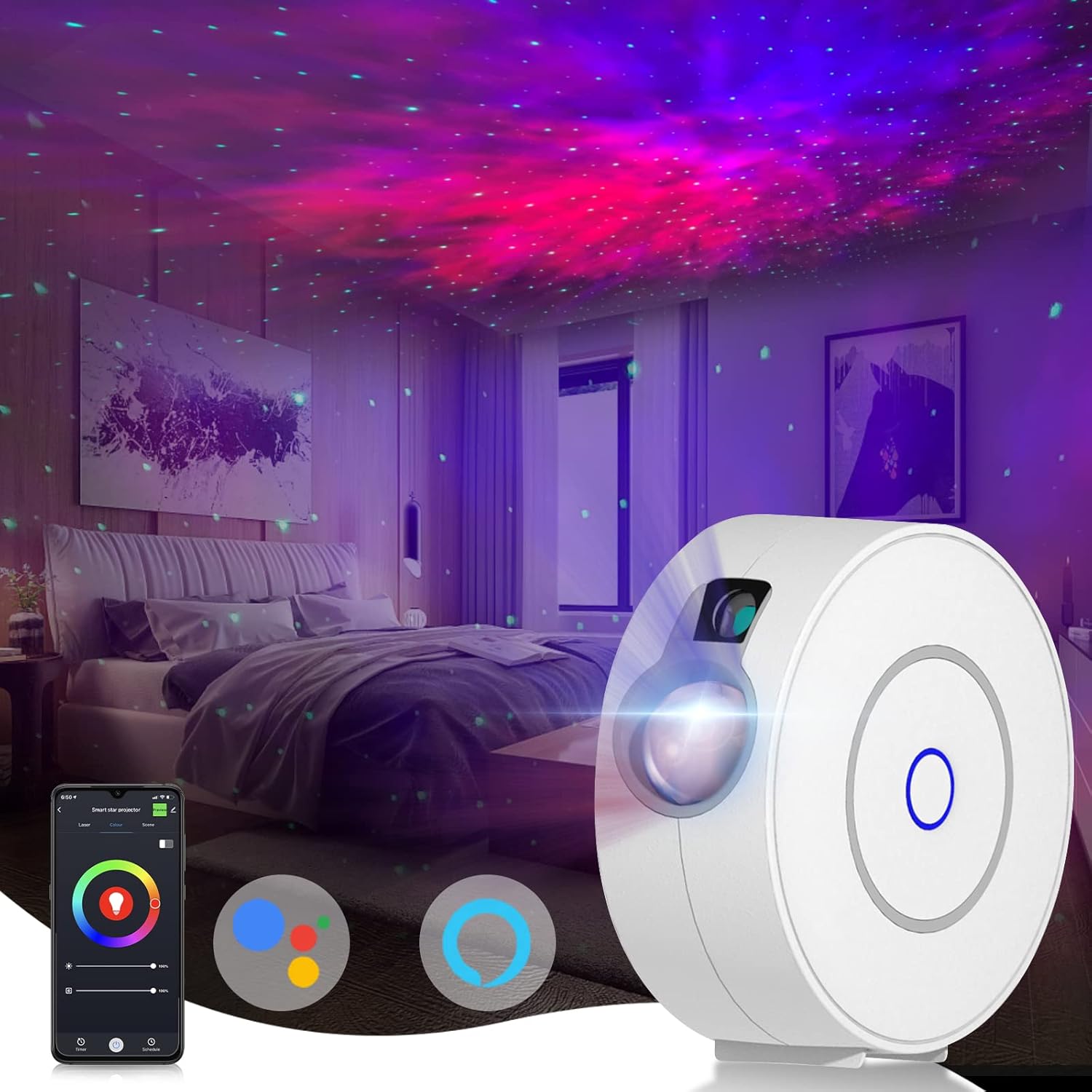 CHIGIH Smart Galaxy Star Projector: App Controlled
