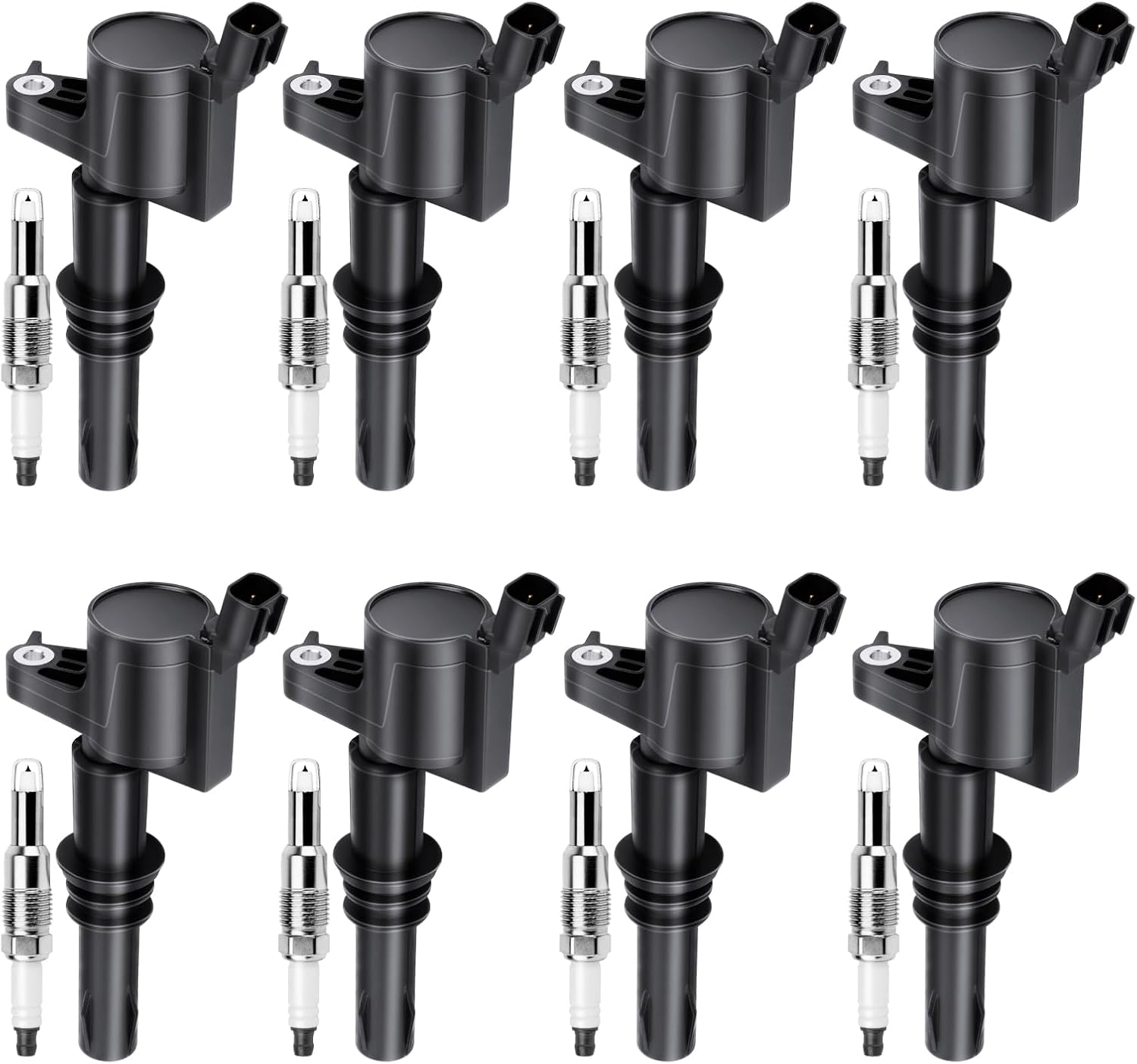 Set of 8 Ignition Coils Pack with Iridium Spark Plugs for Ford