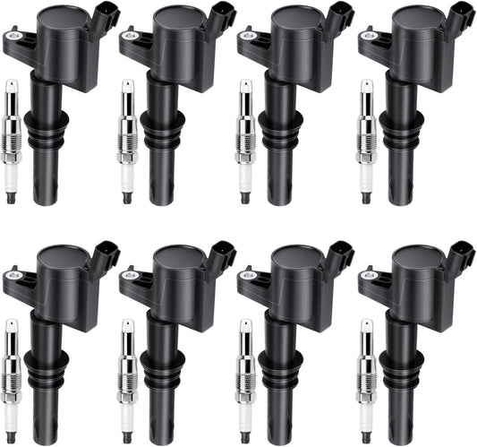 Set of 8 Ignition Coils Pack with Iridium Spark Plugs for Ford