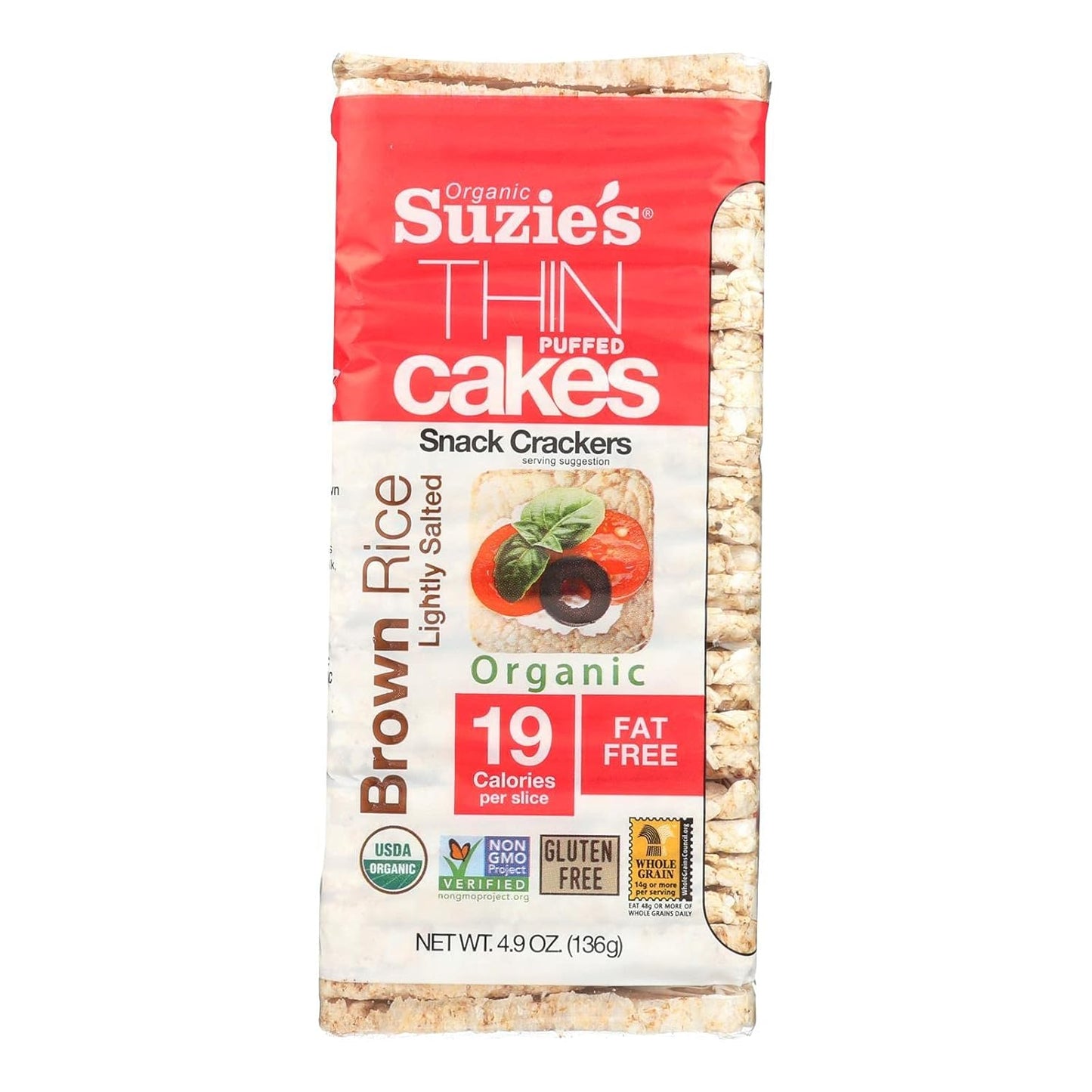 Suzie's Organic Brown Rice Cake Thins - Low Calorie Snack Option