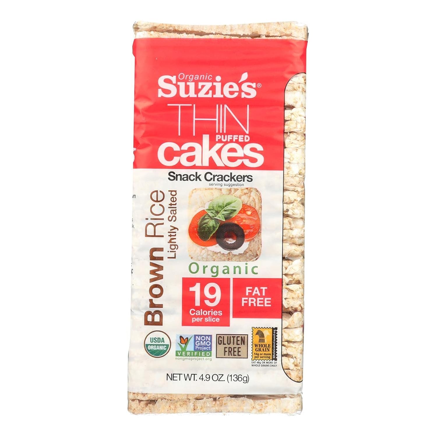 Suzie's Organic Brown Rice Cake Thins - Low Calorie Snack Option