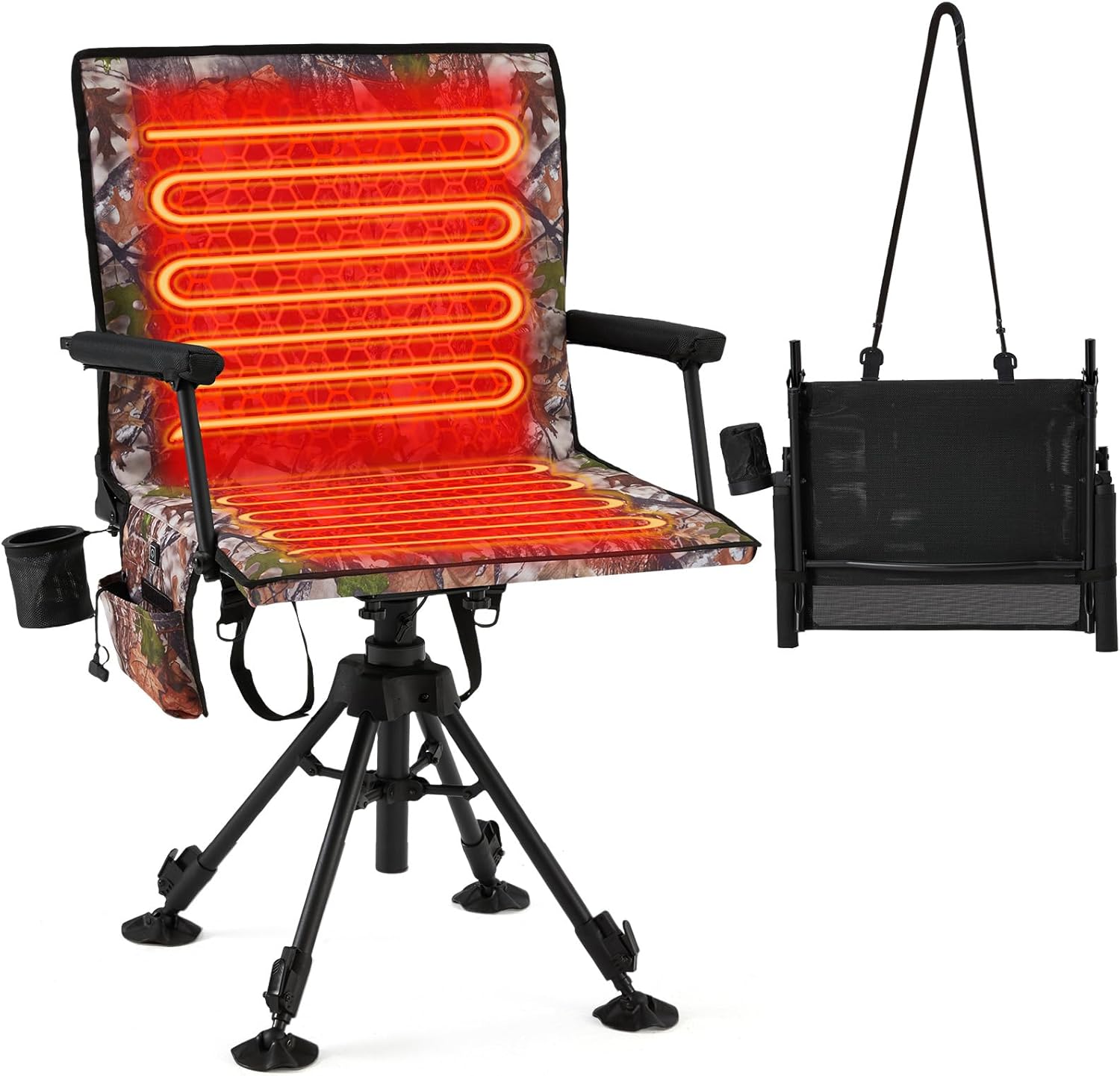 Heated Hunting Chair with Camouflage Pattern for Cold Weather