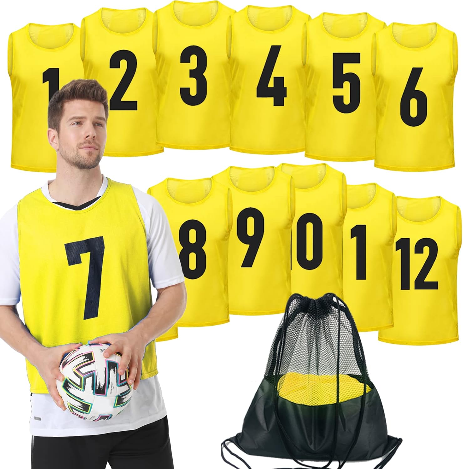 12 Pack Team Pinnies Scrimmage Vests for Soccer Practice Jerseys