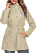 Kikibell Rain Jacket Women Striped Lined Hooded (Style VN8G)