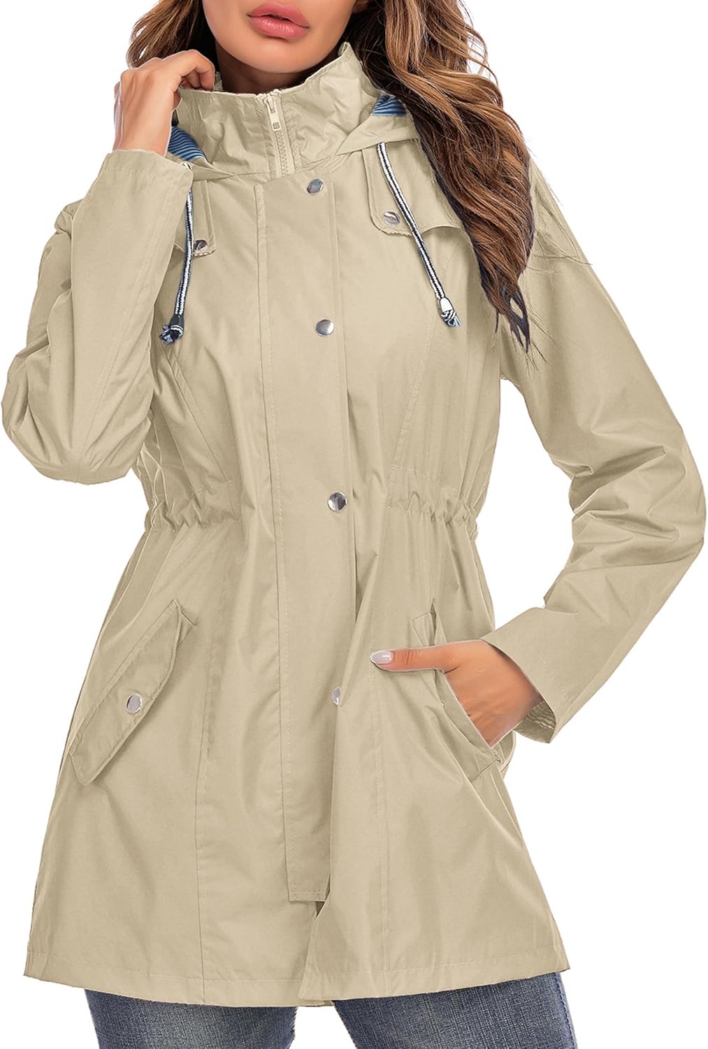Kikibell Lightweight Hooded Rain Jacket for Women - Waterproof