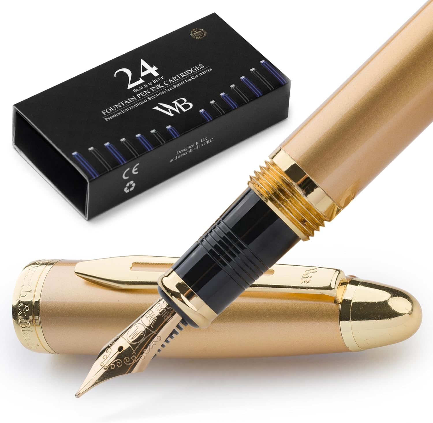 Majesti Fountain Pen Set with 24K Gold Finish for Elegant Writing