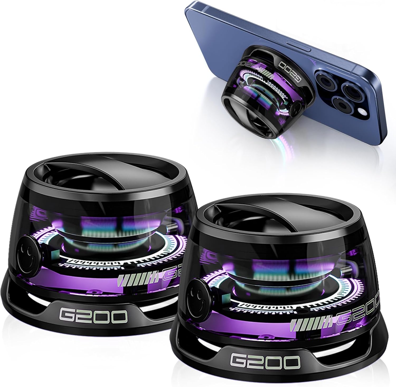 Colorful Magnetic Bluetooth Speaker Duo | Hands-Free Phone Holder