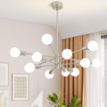Sputnik Chandelier Modern Brushed Nickel 12-Light Mid Century - Bright