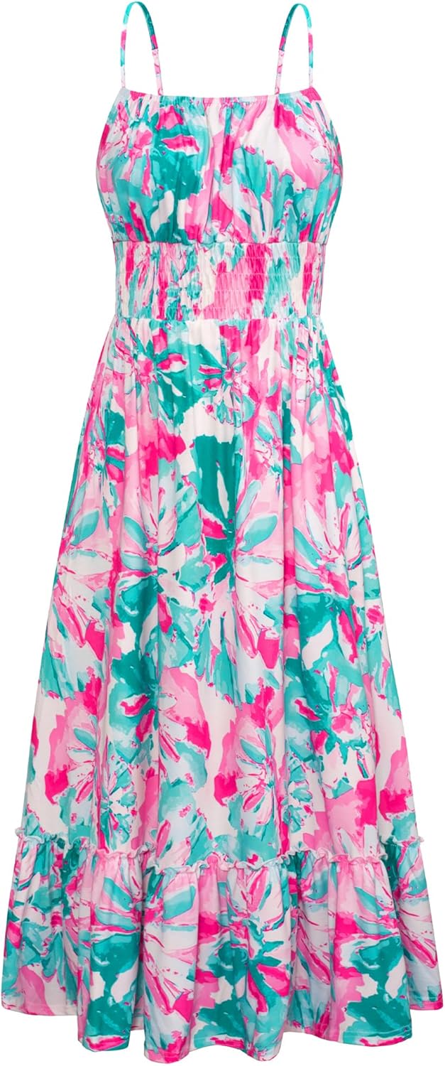 Summer Maxi Dress with Pockets for Women - Floral Boho Style