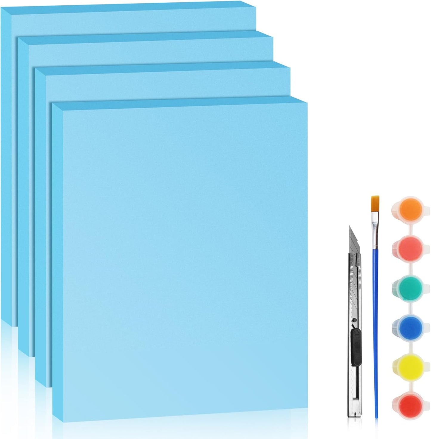 LuckyFoam Blue 4 Pack 15x12x1 Inch Foam Sheets for Crafting
