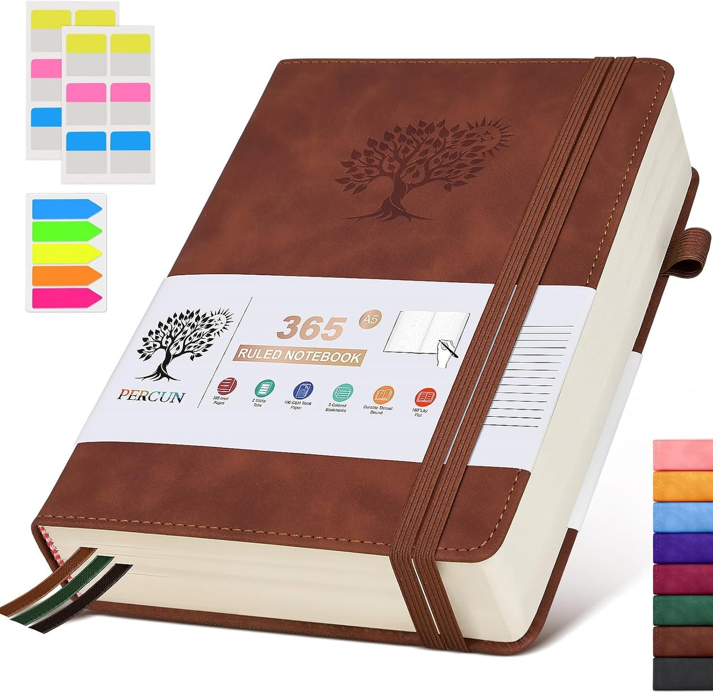 365 Page Leather Journal for Daily Writing - Thick 100Gsm Pages - PERCUN