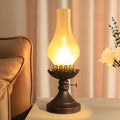 Rustic Lamp Retro Bedside Lamp with Yellow Glass - Warm Glow