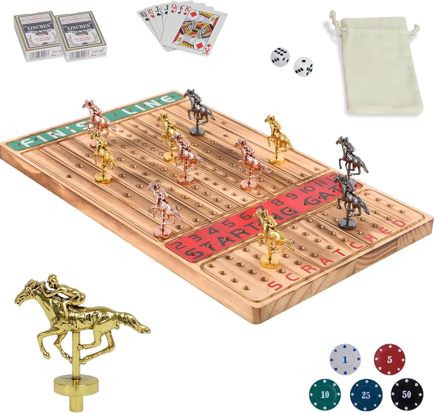 HOROW Horse Racing Board Game Luxury Edition with Metal Horses