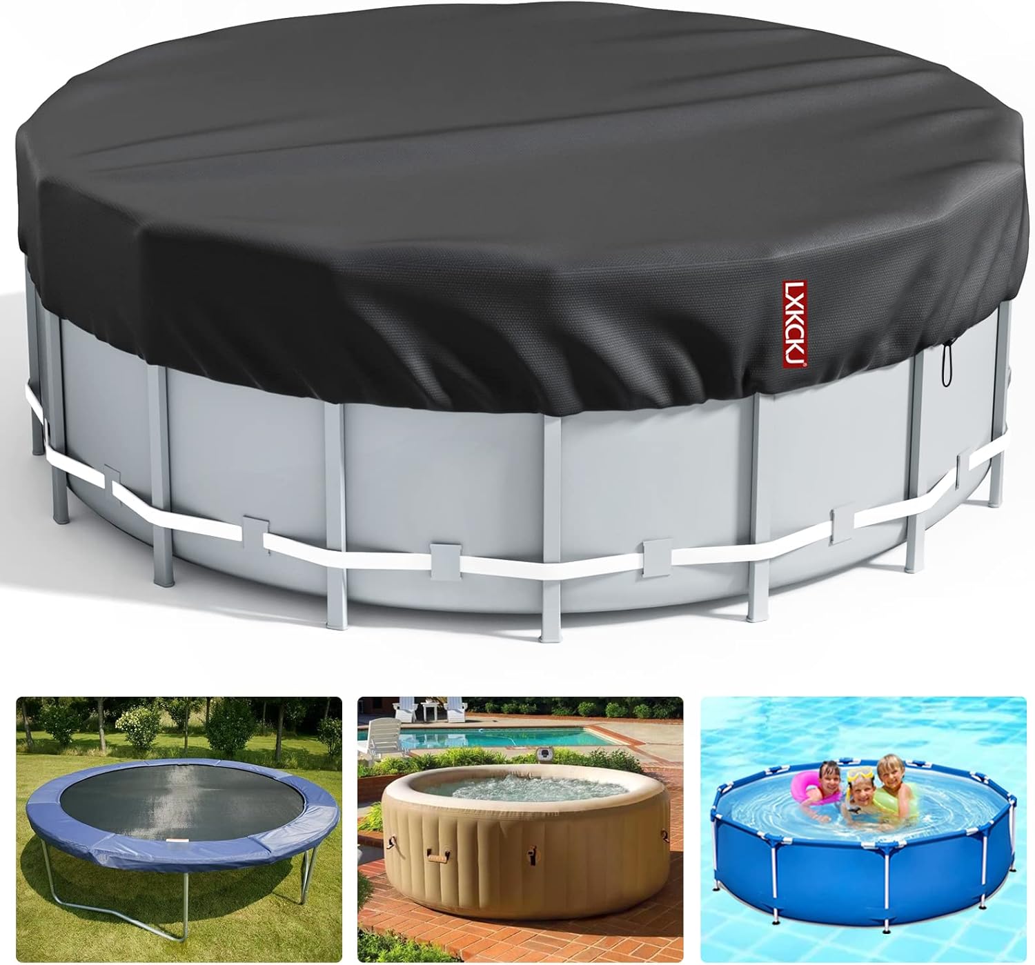LXKCKJ 16 Ft Round Pool Cover for Above Ground Pools and Hot Tubs