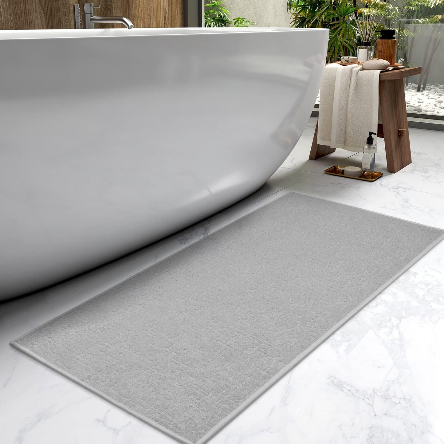 Absorbent Quick Dry Bath Mat with Rubber Backing for Bathroom