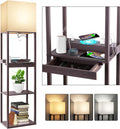 RUNTOP Floor Lamp with Shelves and Wireless Charger - Bright 15W LED