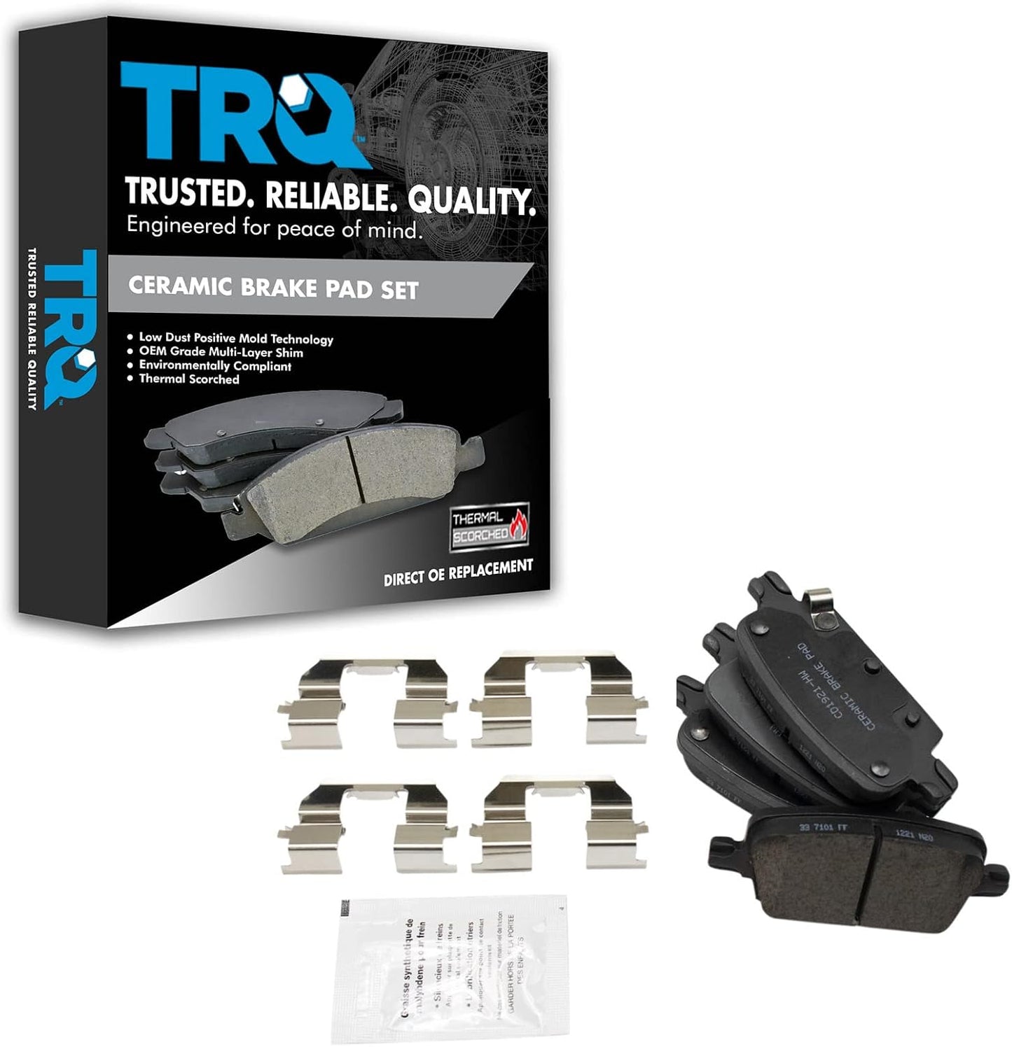 TRQ Rear Brake Pads Ceramic for 2016-2020 Chevrolet Malibu