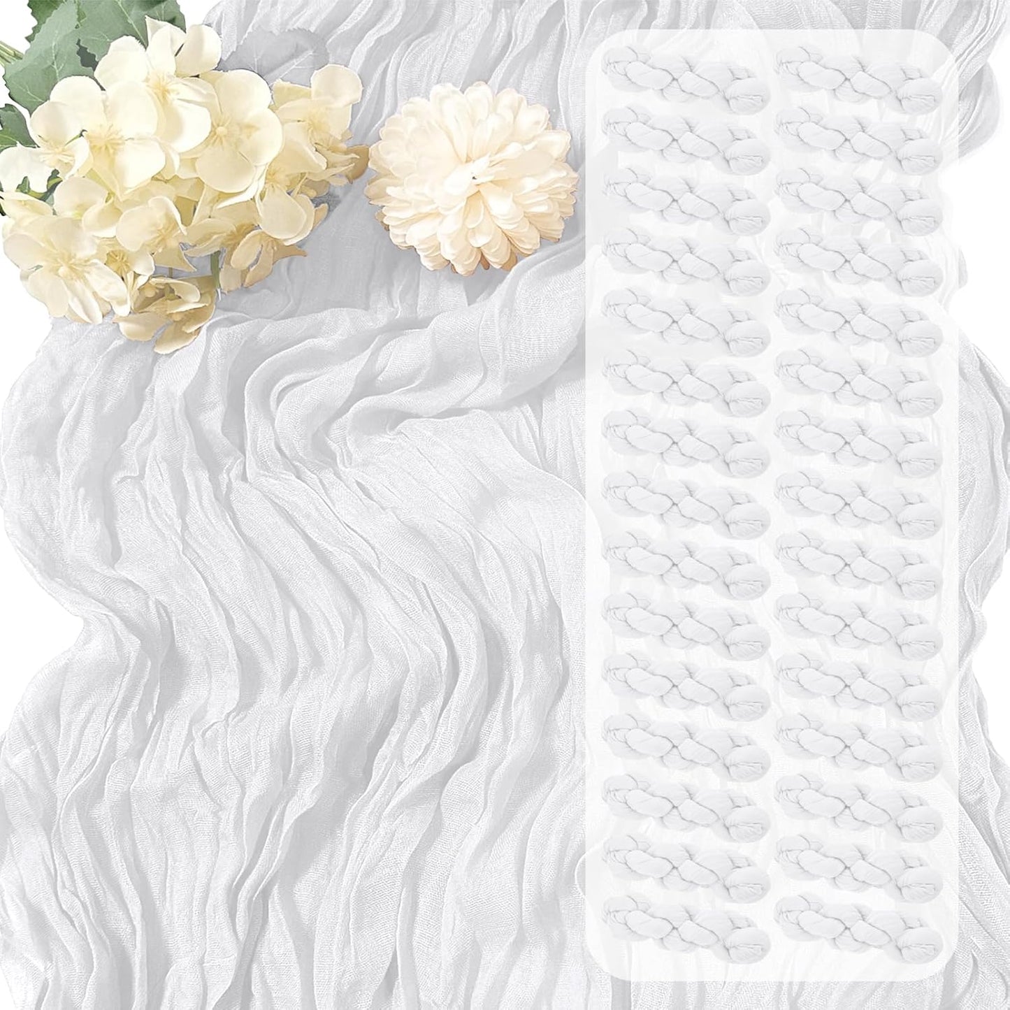 30 Pack White Cheesecloth Table Runner for Elegant Events