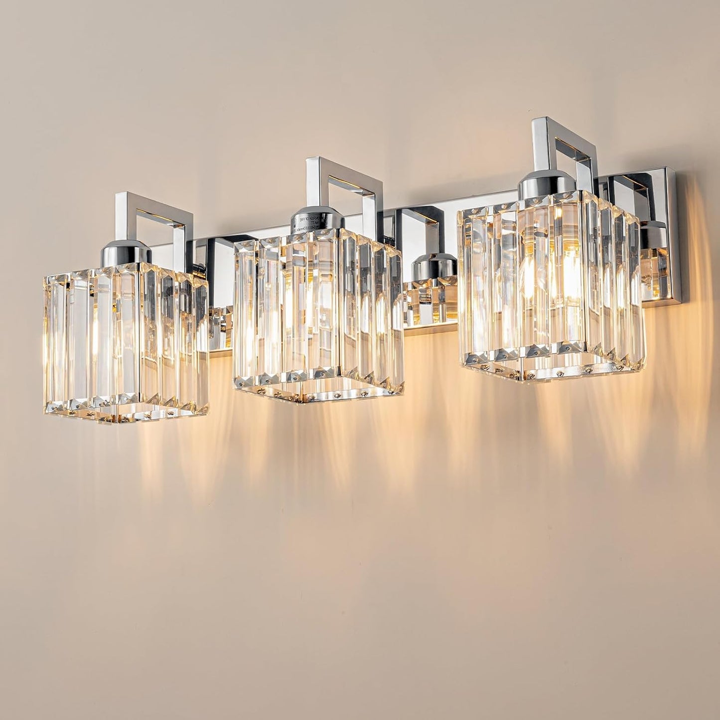 Modern Bathroom Vanity Light with Chrome Crystal Design