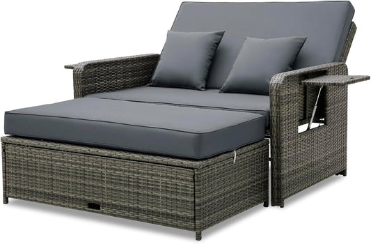 Tangkula Patio Rattan Daybed Set for Ultimate Outdoor Comfort
