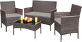 Patio Furniture 4 Piece Conversation Set - Compact Modern Seating